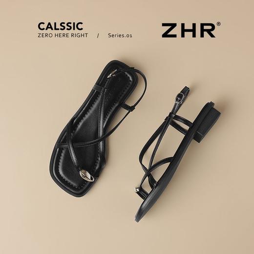 ZHR时尚凉鞋2025新款夏季罗马夹趾女款平底交叉配裙子外穿凉鞋 商品图6