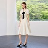 IWY/知性温柔风_高端米白色法式连衣裙夏季蝴蝶结飘带A字裙Q1402 商品缩略图3