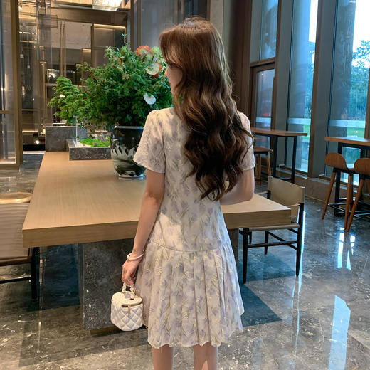 奢姿大码女装2025夏季新款时尚方领短袖连衣裙胖妹妹气质碎花裙子9952869807 商品图3