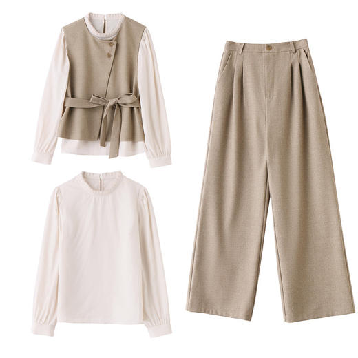 轻熟风气质超火西装马甲阔腿裤三件套MEIQIN5533-1 商品图4