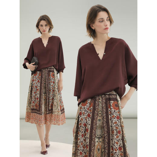 COCOBELLA度假风定位印花裁剪半身裙夏气质通勤大摆裙HS7050 商品图3