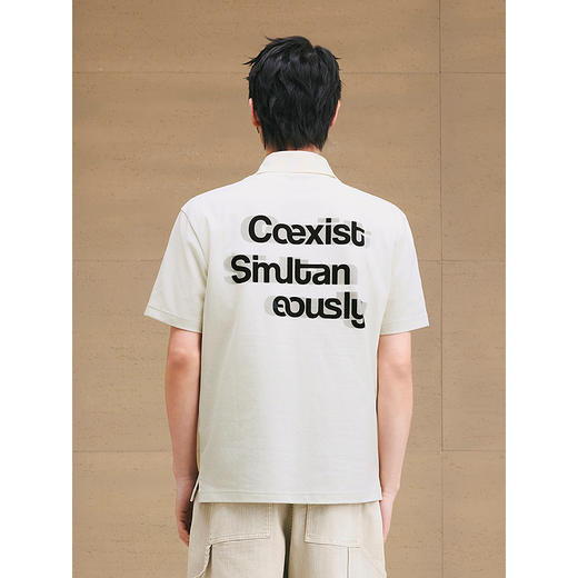 GXG男装 定织面料潮流重影字母polo衫时尚翻领短袖上衣  25夏热卖 商品图4