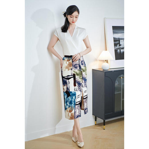 剩S/M/L/XL 【休闲套装】2025夏季时尚气质莱赛尔针织衫印花半裙3702 商品图1