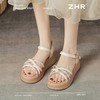 ZHR则则水钻5CM坡跟凉鞋女夏季仙女风凉鞋女外出百搭气质高跟鞋女 商品缩略图9