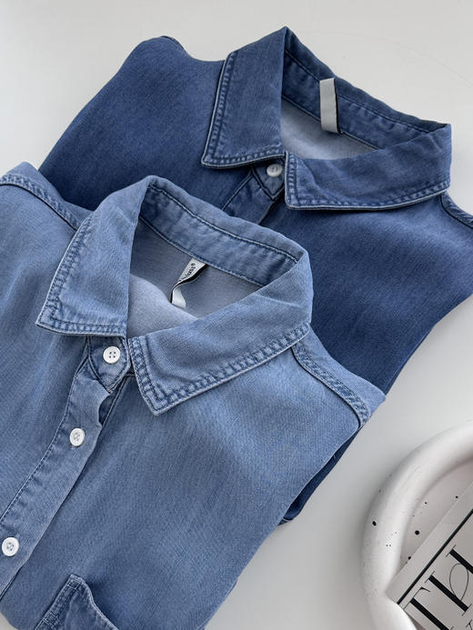 夏日港风100天丝软牛仔短袖衬衫 商品图14