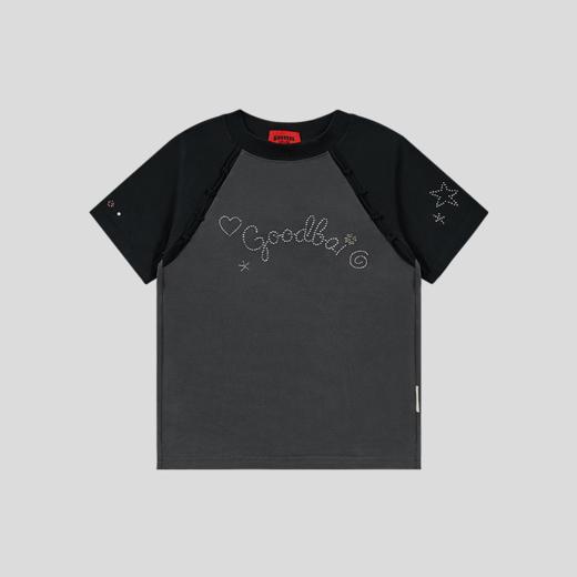 GOODBAI GOODEES烫钻logo拼色插肩短袖T恤 商品图3