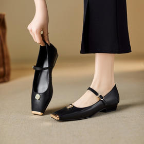 【预售5天】方头一字带气质低跟晚晚鞋，高级感小香风玛丽珍鞋MBJR&6845