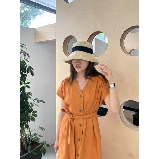 2506301    橙色显白 亚麻连衣裙 商品图8