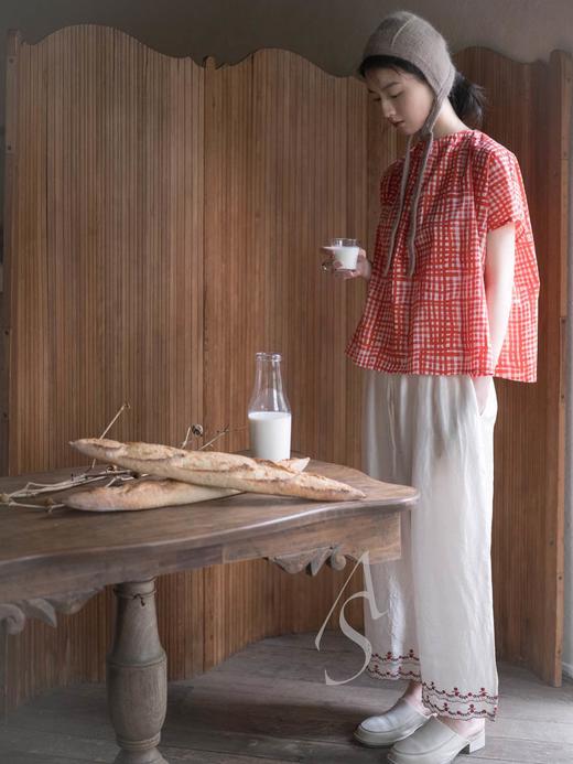 Toogood 煎蛋黄丝棉/果酱红手绘格纹/白色棉府绸诗人上衣 商品图2