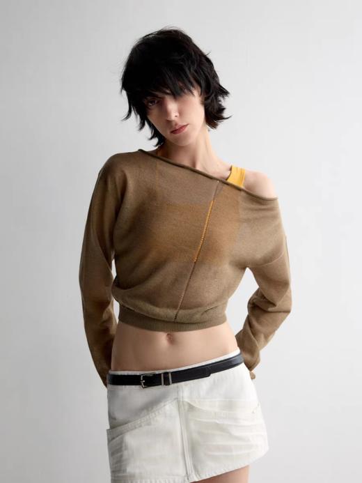 出逃赤岗西/25SSM69/原创微透莱赛尔宽松短款针织罩衫 商品图0