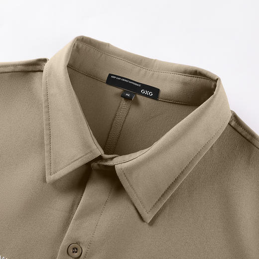 GXG男装25夏季时尚撞色绣线简约翻领宽松休闲男式短袖衬衫K&C 商品图2