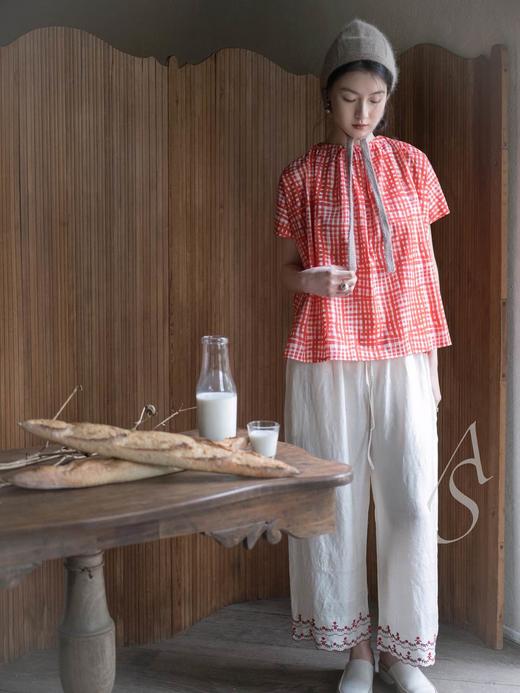 Toogood 煎蛋黄丝棉/果酱红手绘格纹/白色棉府绸诗人上衣 商品图0