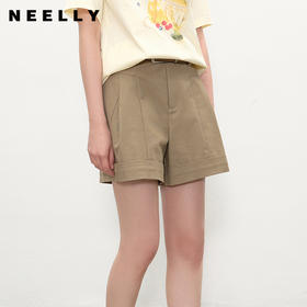 NEELLY纳俪商场同款夏新款经典白色直筒休闲短裤女显瘦修饰阔腿裤N25051H01127
