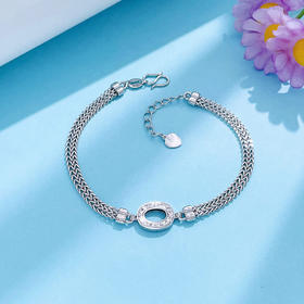 【限时8.8折】【线上铂金馆】PT950 【精品】铂金实心CNC工艺璀璨闪耀时尚圆环调节手链(BFPTSL00021)预售产品下单后不退款不退货不换货不补差价)