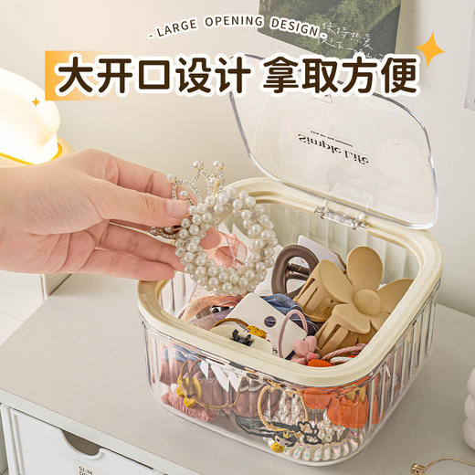 【按压卡扣，一按即开】儿童发饰收纳盒 桌面大容量带盖首饰盒 女生皮筋头绳发夹萌粒整理盒-QQ 商品图2