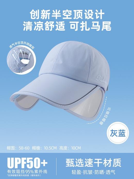 【创新款爆品！🔥】2025新款男女同款防晒帽，UPF50+全脸防晒，10.5CM加大帽檐，清凉舒适还能扎马尾！让你户外运动也能美美哒✨加大帽檐户外运动鸭舌帽 遮太阳帽防紫外线 商品图7