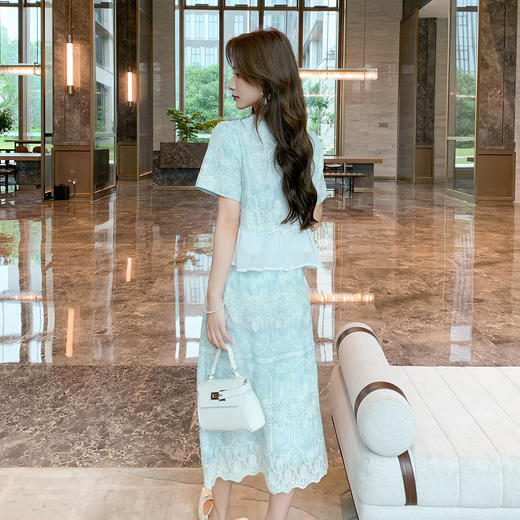 【清仓超15天不保价】奢姿大码女装2025夏季气质拼接两件套装胖妹妹时尚减龄刺绣套装9952953388【1】 商品图3