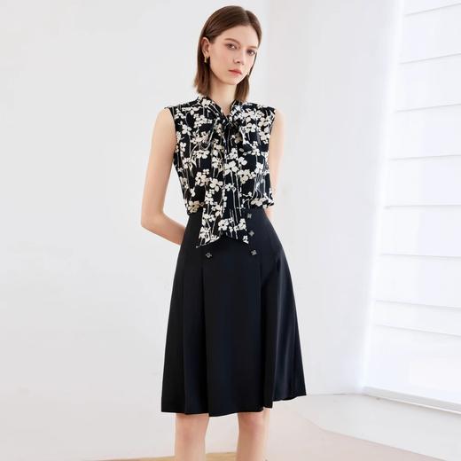 IWY/时尚高级感衬衫套装女夏季新款黑白碎花衬衣半裙两件套OL职业装B552+S2297 商品图2