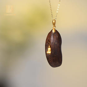 佛丨天然芽庄红土沉香包金吊坠 沉水级 SP10098