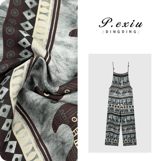 PanYiXiu/潘依绣【小象裤】天丝人丝设计感印花缎面连体裤J505587 商品图0