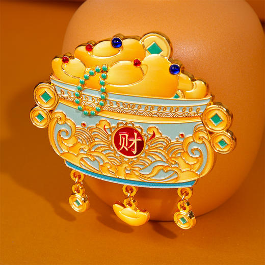 【聚宝盆吊坠】金属冰箱贴国潮财运祝福文创纪念工艺品 商品图3