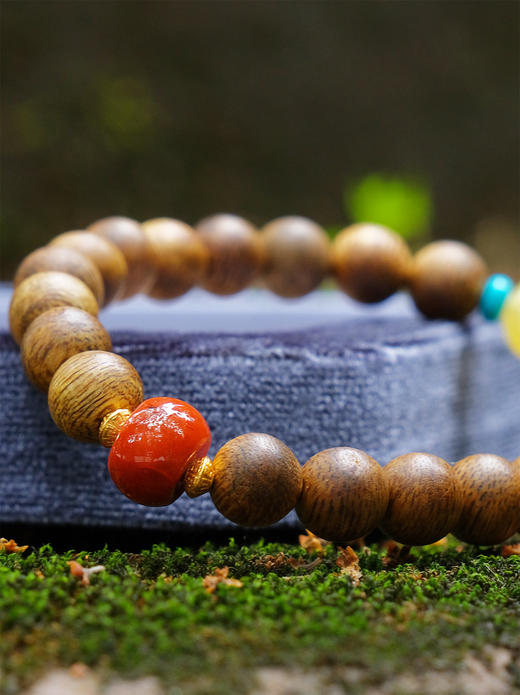 巧也【沉韵禅心】8mm奇楠沉香配南红蜜蜡手珠国风手串禅意风 商品图5