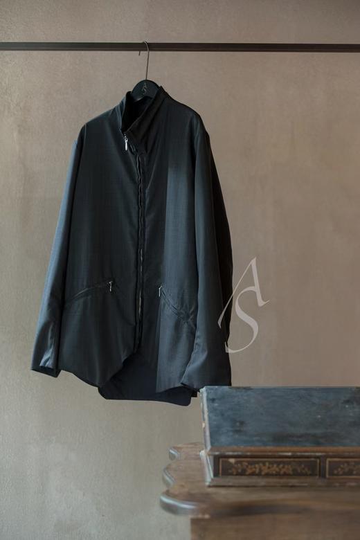 Paul Harnden 男士雾灰色/黑色细格纹羊毛JERKIN 商品图3