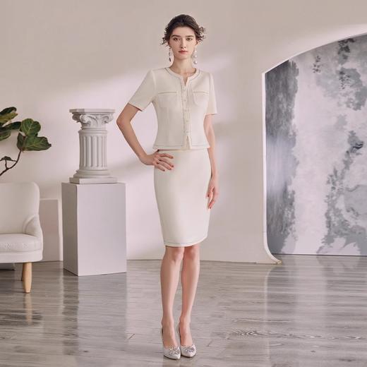 IWY/职场高阶感米白色西装气质垂感半身裙职业套装小香风优雅V领CS2316 商品图2