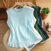TZW-复古压皱棉麻背心女宽松拼接内搭T恤 商品缩略图0