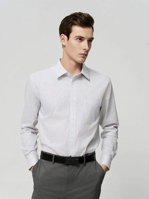 【细条纹棉质衬衫】25年夏季新品男士商务休闲正装长袖衬衫上衣 商品图1