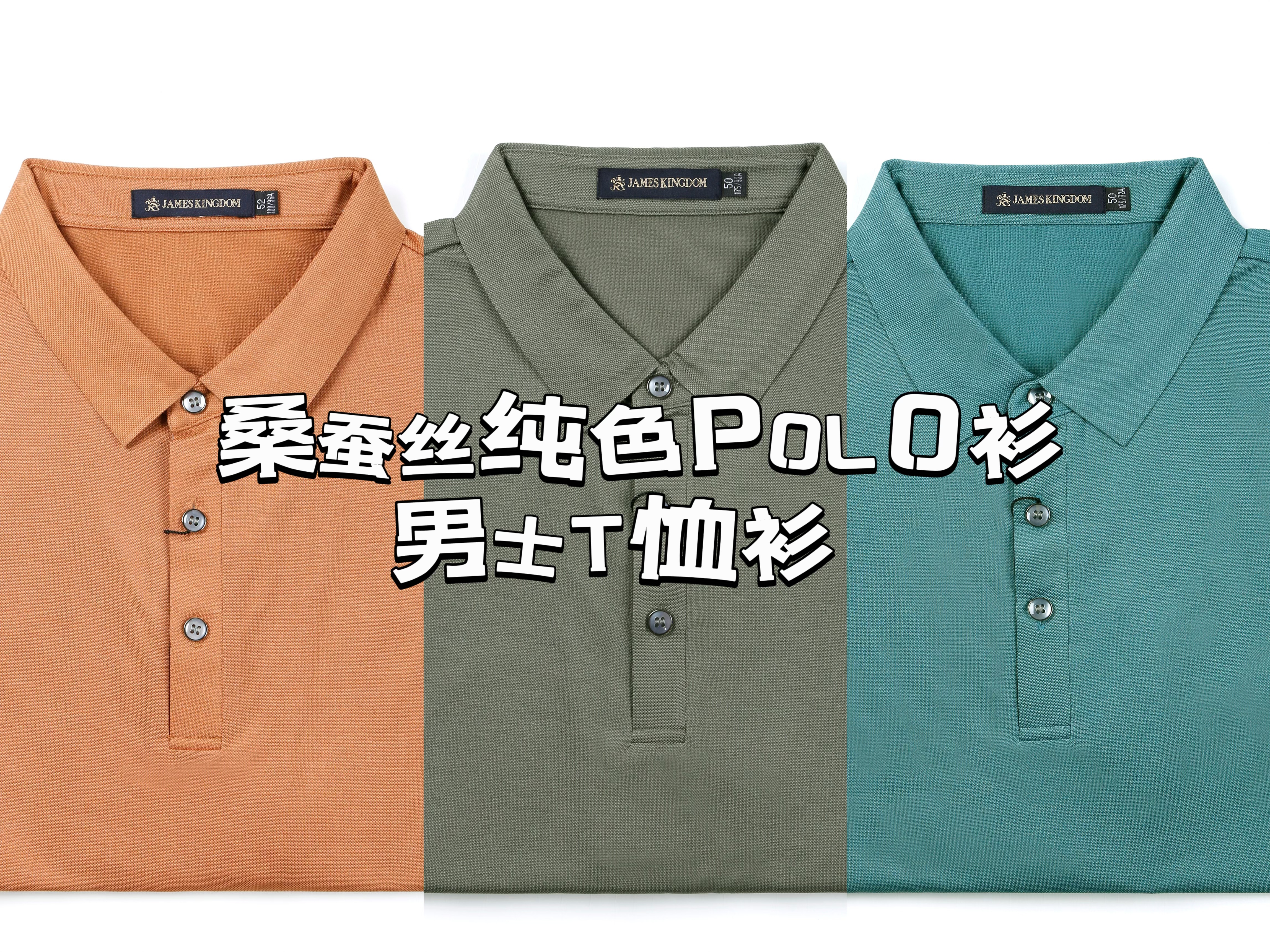 【 1件/119  2件199】占姆士男士净色桑蚕丝翻领短袖POLO衫 一款三色