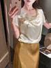 张心子【娇软小白花】荡领气质立体花T恤上衣 U2505077 商品缩略图7