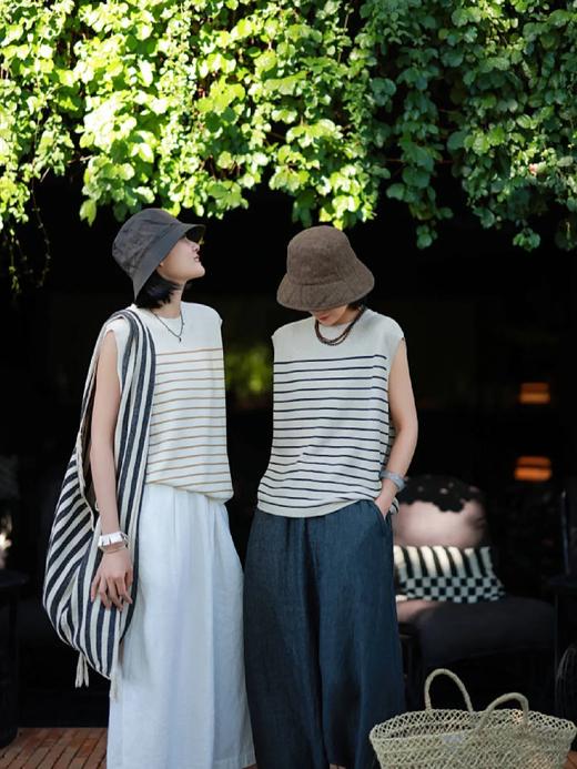 ✨【亚麻天丝凉感阔腿九分裙裤】，甄选汉麻斜纹布料，手感蓬松韧劲有质感，看着是裙子，其实是裤子，安全感爆棚， 巨显瘦！ 商品图0