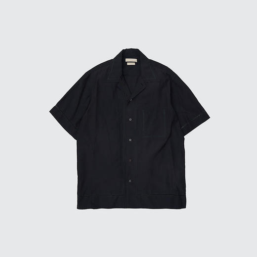 YOKE EMBROIDAREY OPEN COLLAR SHIRT 有机棉丝混纺休闲短袖衬衫 商品图4