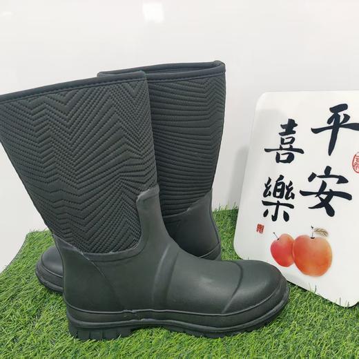 17号款〖黑色牛布朗内里〗女士雨鞋防滑橡胶柔软橡胶雨鞋室外时尚妈妈雨靴 商品图1