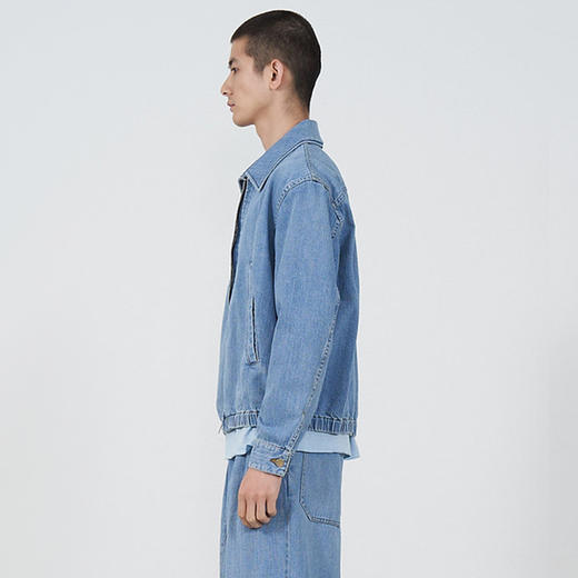 YOKE BLEACHED DENIM FRONT ZIP BLOUSON 复古石洗拉链牛仔夹克 商品图1