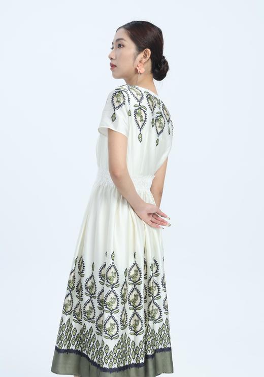 SZ2S17_庭芜绿_连衣裙_夏季_V领蕾丝收腰定位印花短袖_高级女装_BERNIEELEN 伯妮斯茵 商品图1