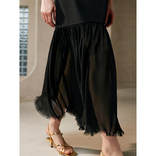 棉仓363616022初棉一字领无袖拼接连衣裙 商品图3