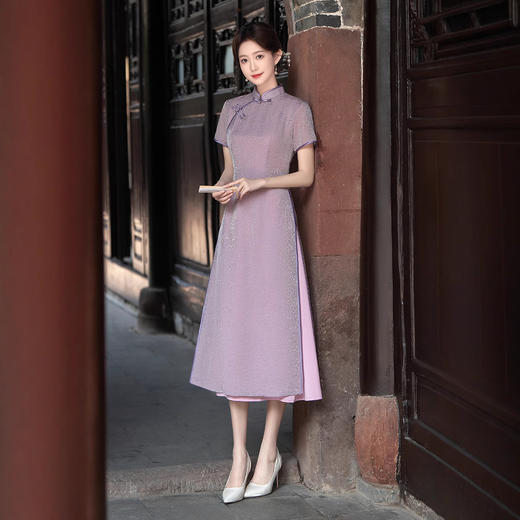 紫色旗袍新中式，改良年轻款QMR25014 商品图4