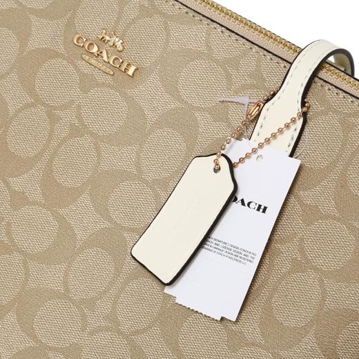 COACH蔻驰 Zip Top Tote 30 老花帆布配皮托特包Tote包购物袋单肩包 大号-女款-白色配棕色老花， 商品图8