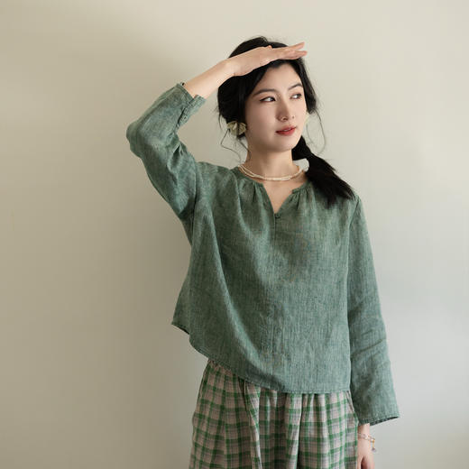 绽放522+218朵/100%汉麻高端宽松文艺休闲百搭防晒衬衫夏小衫 商品图1