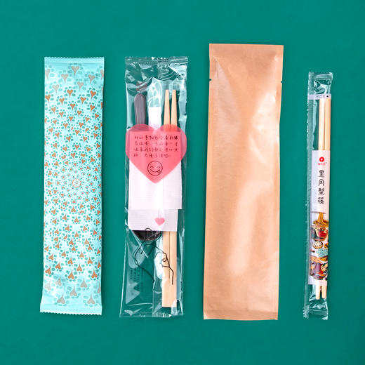 喇叭花一次性勺套装塑料勺纸巾西餐勺独立包装筷子四件套装定制 商品图5