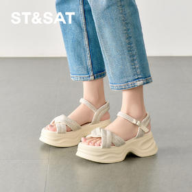 星期六暗夜星芒松糕厚底凉鞋SSD2115L5X