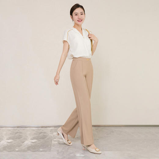 当季韩版松紧腰直筒西装面料顺滑喇叭裤    AC-3T2562 商品图3