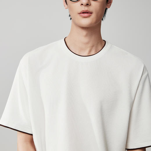 棉仓363801033-微宽松假两件套头华夫格短袖T 商品图3