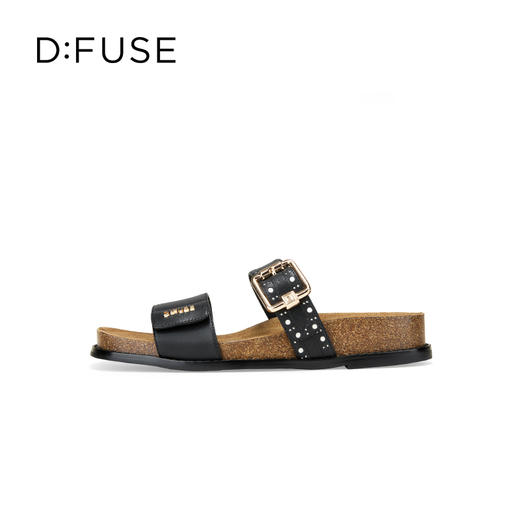 Dfuse迪芙斯2025夏季新款复古拖鞋布洛克勃肯鞋双条带凉拖女鞋DFD2110055 商品图8