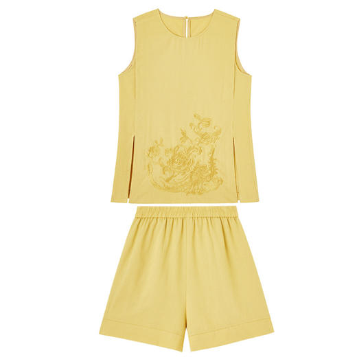 新中式国风刺绣无袖开叉上衣套装女夏2025新款短裤洋气减龄两件套XYFS6796 商品图4