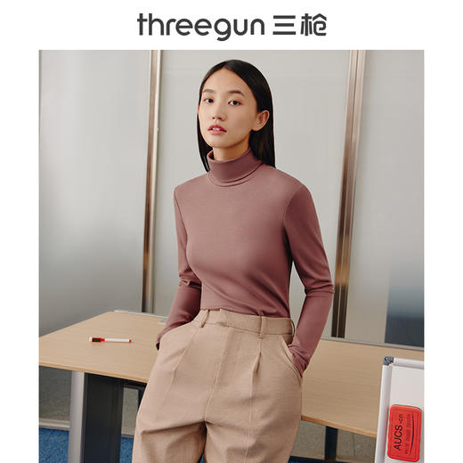 Threegun三枪 【爽滑密棉】休闲两翻领女士长袖上衣打底衫-22628A011 商品图8