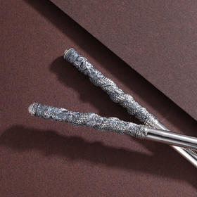 子佩集S999银【龙福安康】摆件【KZ000125-3】纯银筷子餐具2505