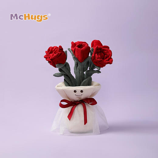 McHugs 浪漫玫瑰手捧花 玫瑰花手捧花植物玩偶娃娃毛绒玩具生日礼物情人情侣礼物 商品图1